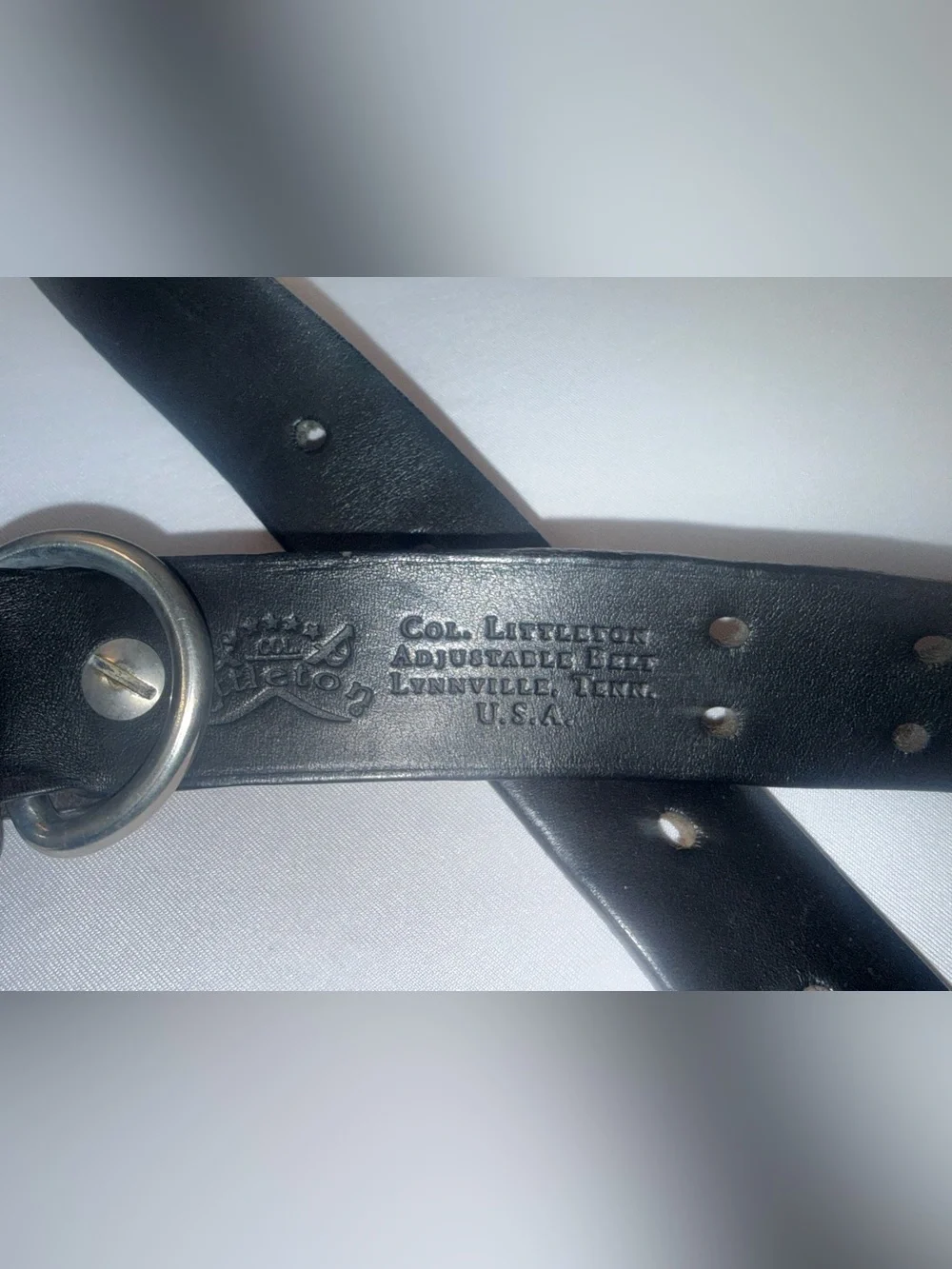 Col. Littleton Adjustable Cinch Belt Men's L 34”-42” CB1L-6 Leather Black Large